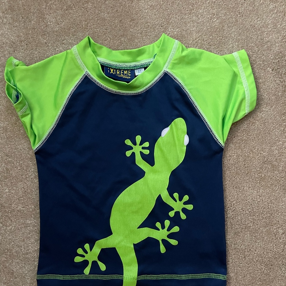 Swim shirt blue and green boys size 3T